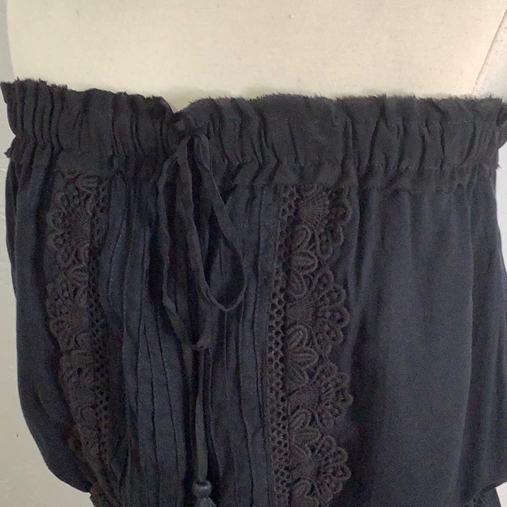 Anthropologie lace front strapless midi dress cotton like size Small EUC - Picture 6 of 14